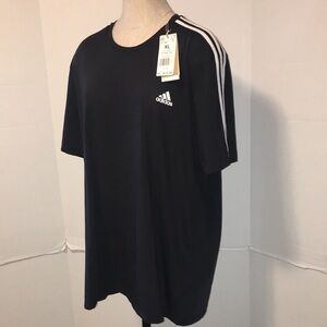 Adidas Black Short Sleeve Tee with Iconic Stripes